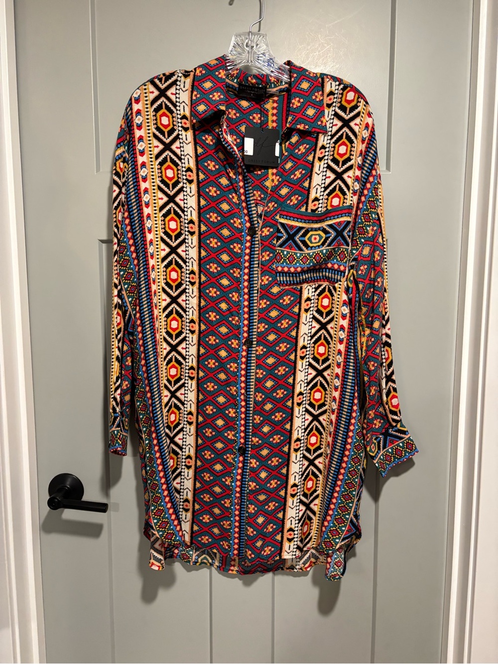 Women’s Multicolor Geometric Button-Up dress